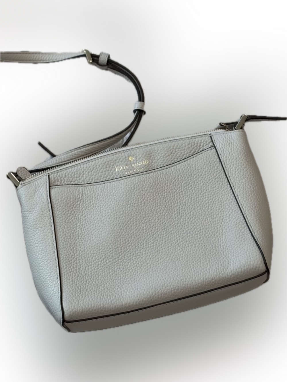 Kate Spade Gray Pebbled Leather Crossbody Bag EUC
